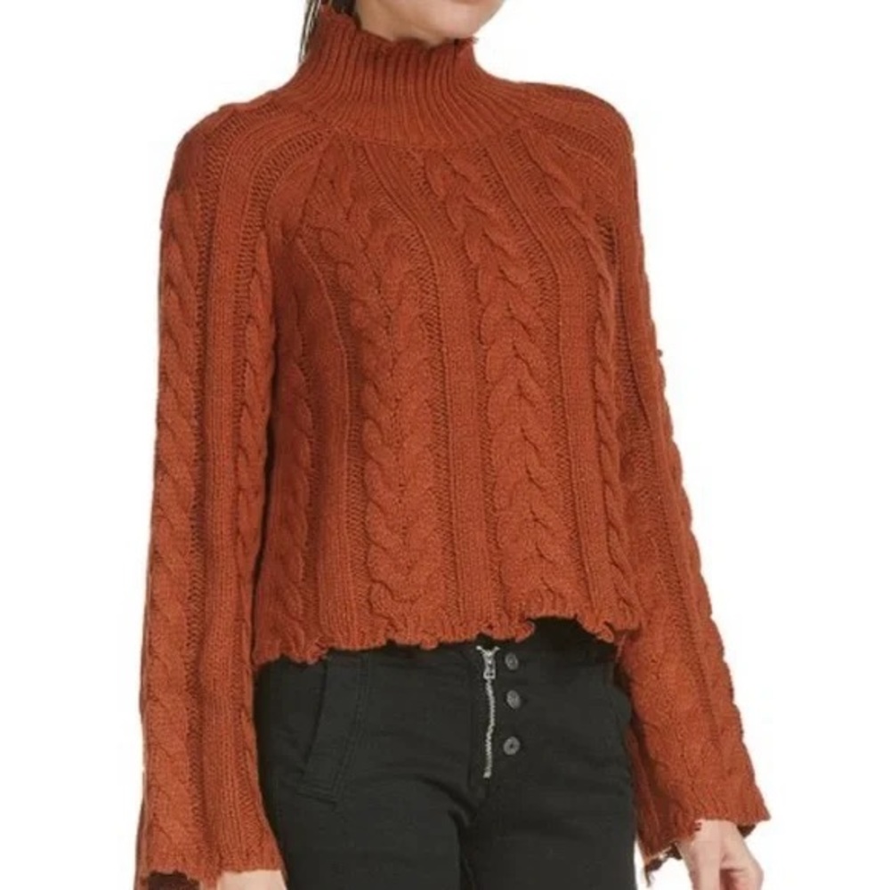NWT ELAN rust brown cable knit sweater size medium